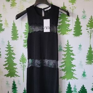 Zara Knit Lace Black Dress.